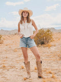 WOMEN'S WRANGLER® MID-LENGTH COWBOY SHORT - BLISSFUL