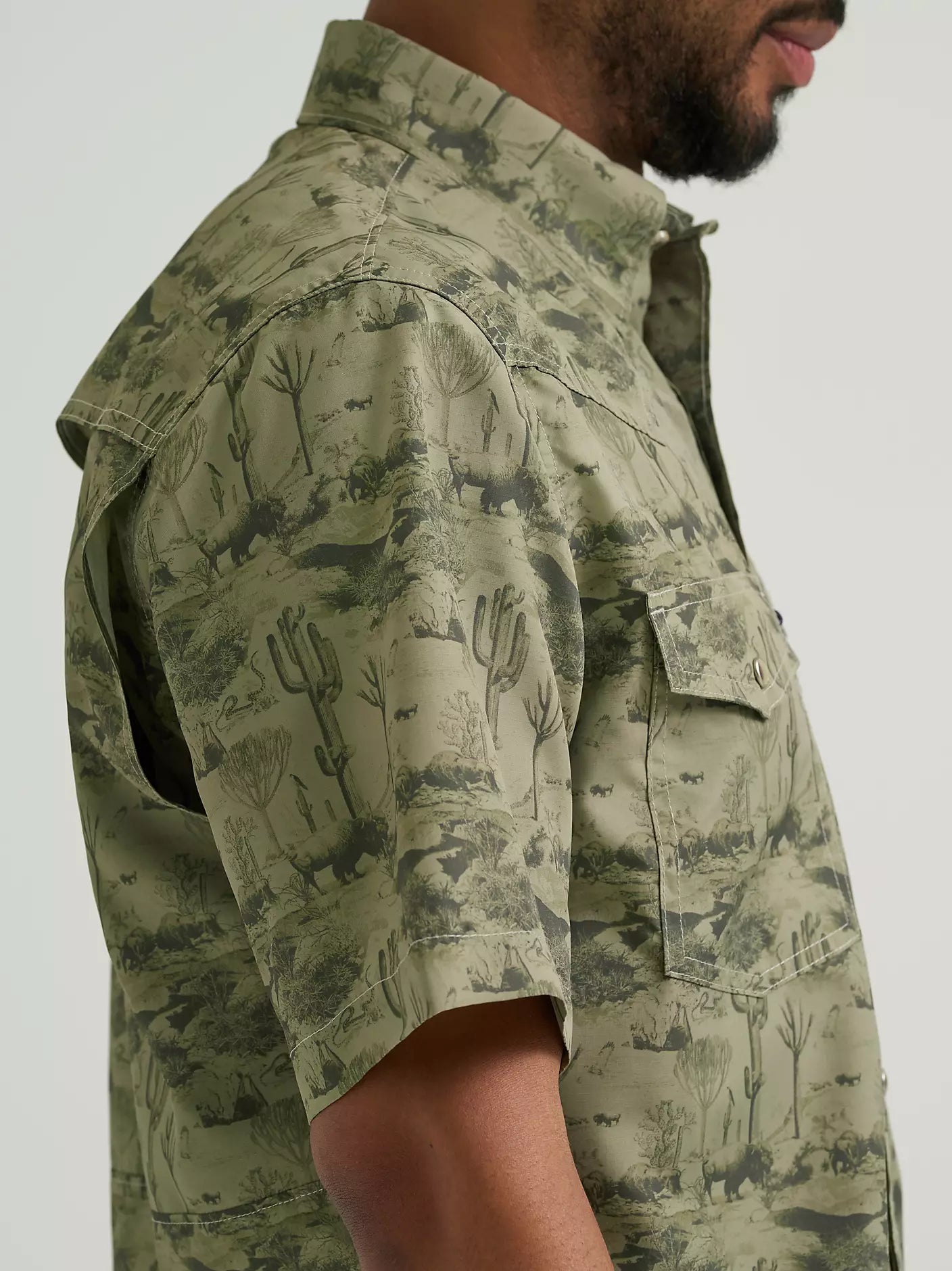MENS WRANGLER ALL TERRAIN GEAR MEN'S PRINT PERFORMANCE SHIRT - Olivine