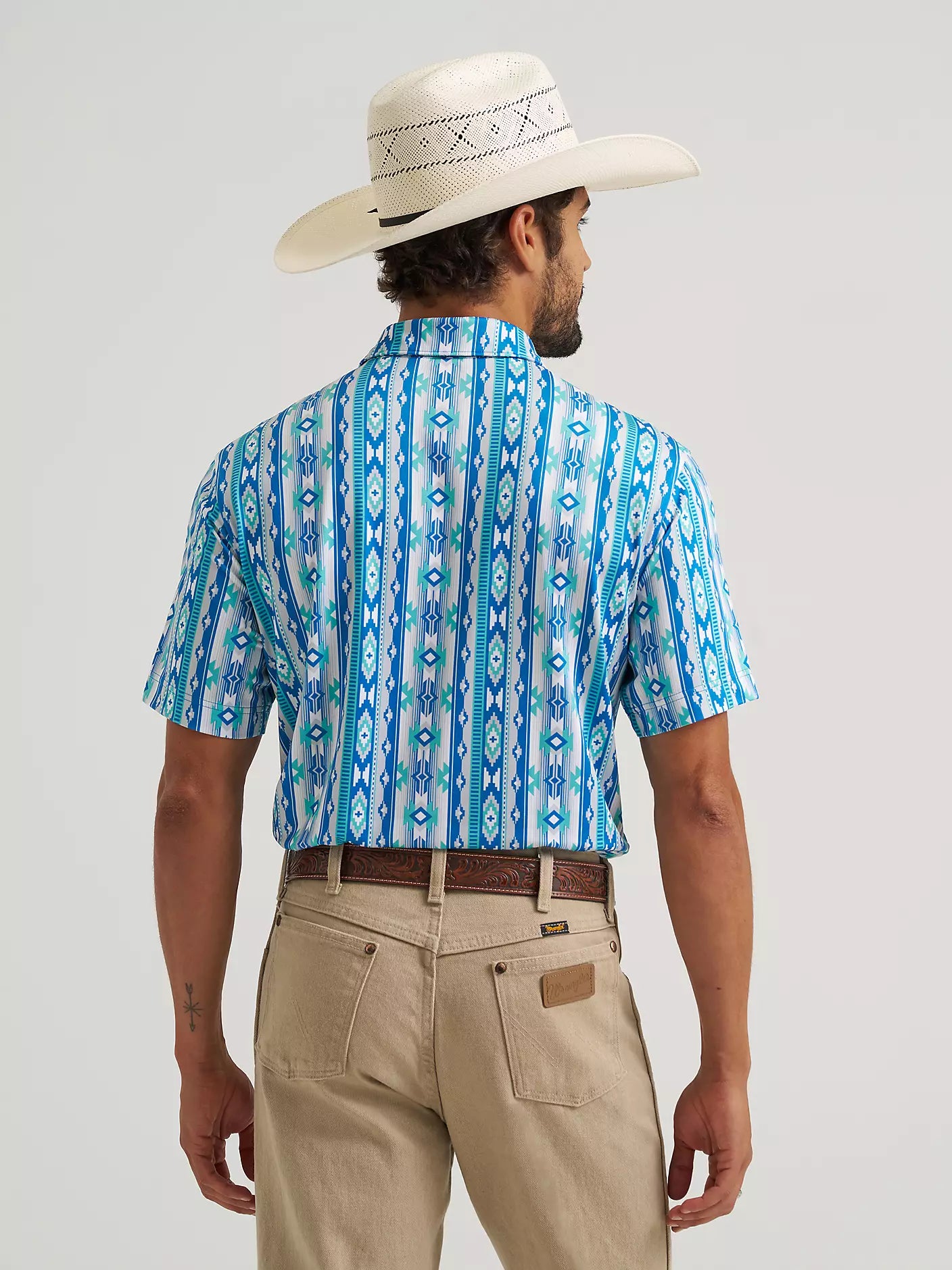 MENS WRANGLER ALL TERRAIN GEAR MEN'S PERFORMANCE POLO SHIRT - Checotah Turquoise