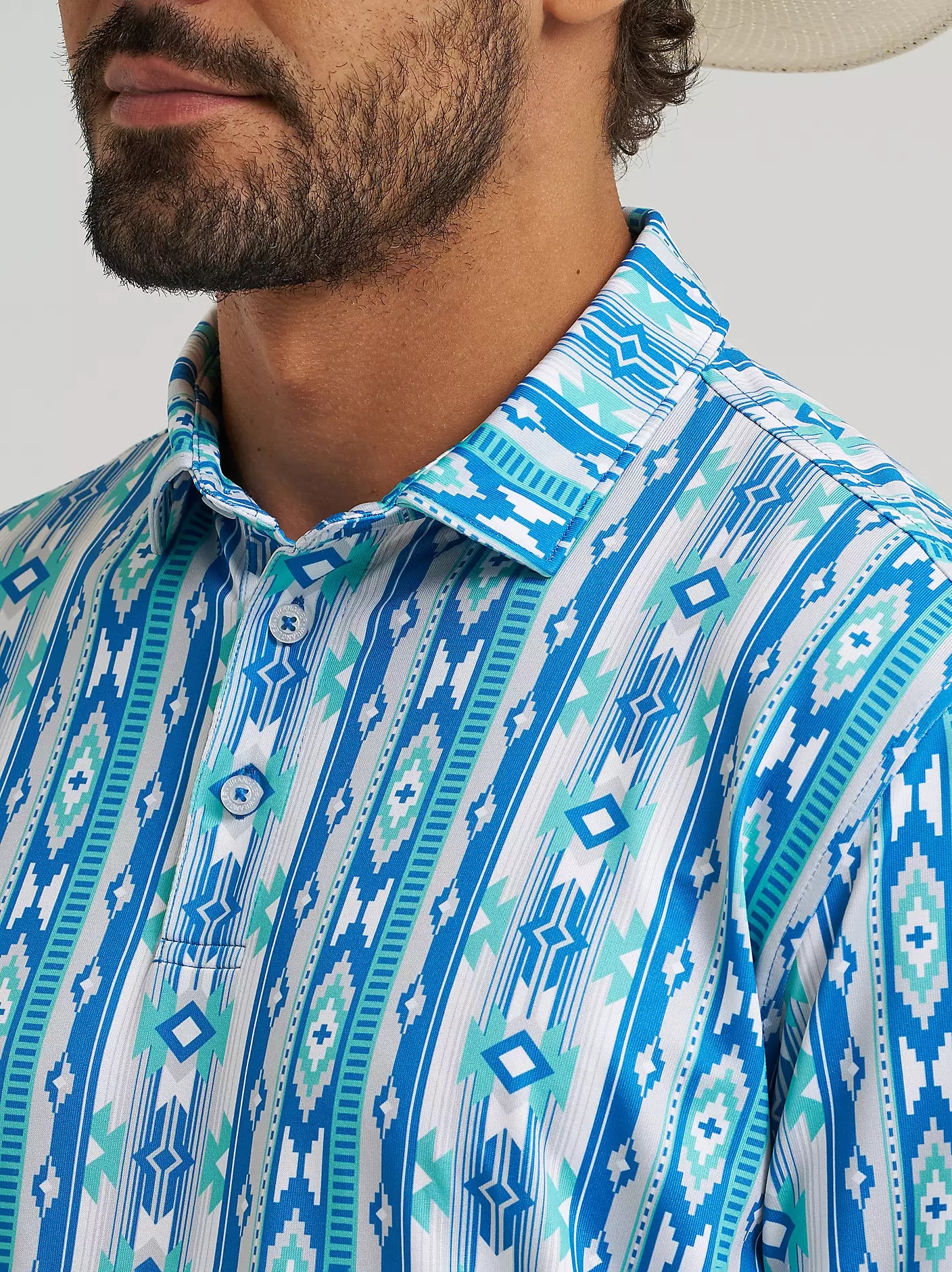 MENS WRANGLER ALL TERRAIN GEAR MEN'S PERFORMANCE POLO SHIRT - Checotah Turquoise