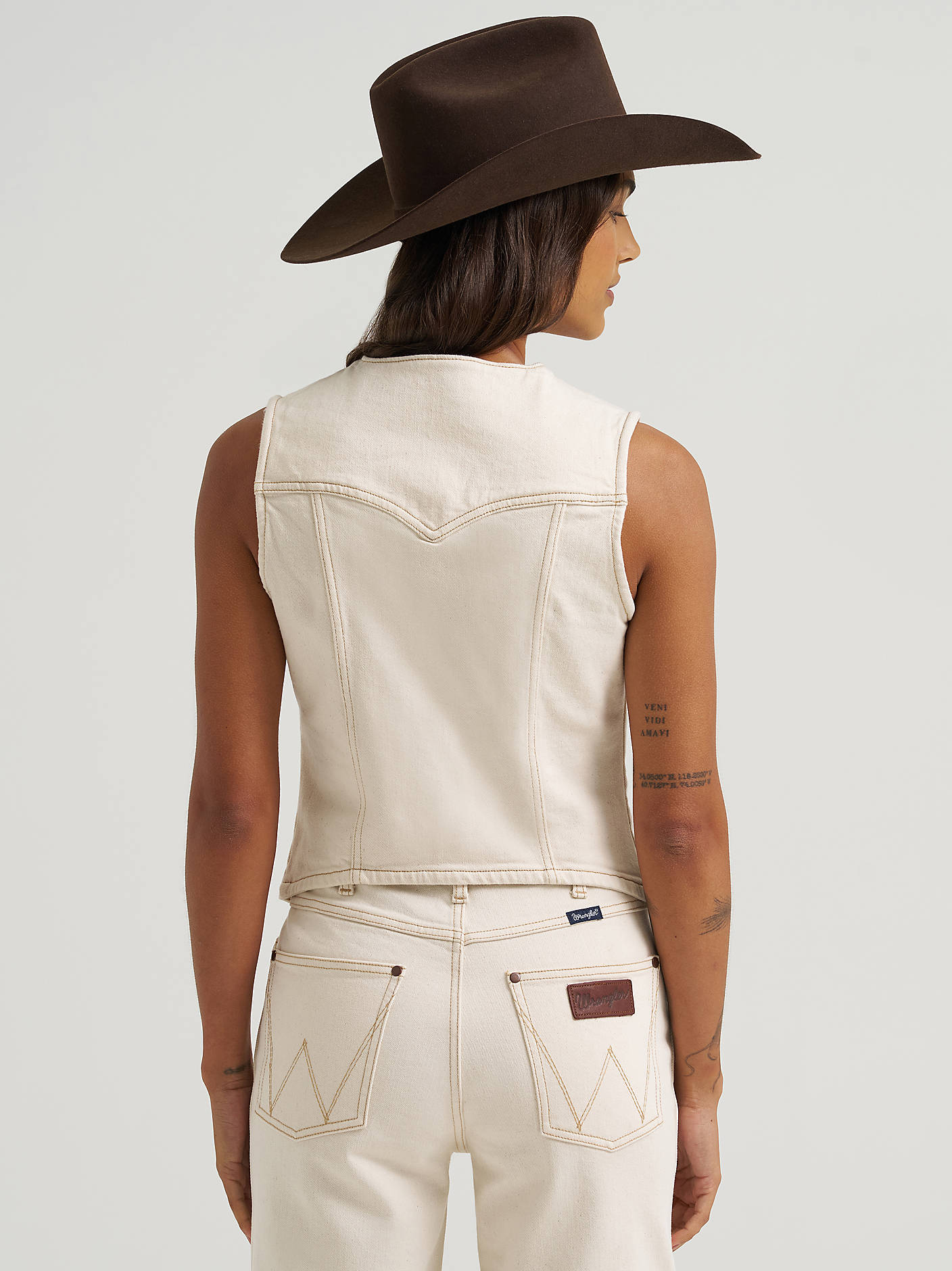 WOMEN'S WRANGLER DENIM VEST - WHITE
