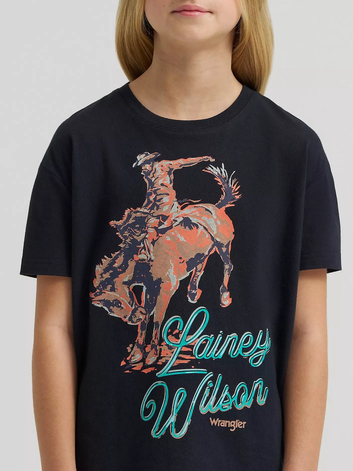 GIRL'S LAINEY WILSON X WRANGLER WORK OVERSIZED TEE - BLACK