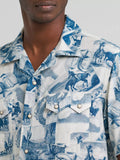 MENS WRANGLER COCONUT COWBOY SHORT SLEEVE PEARL SNAP SHIRT - COWBOY TOILE