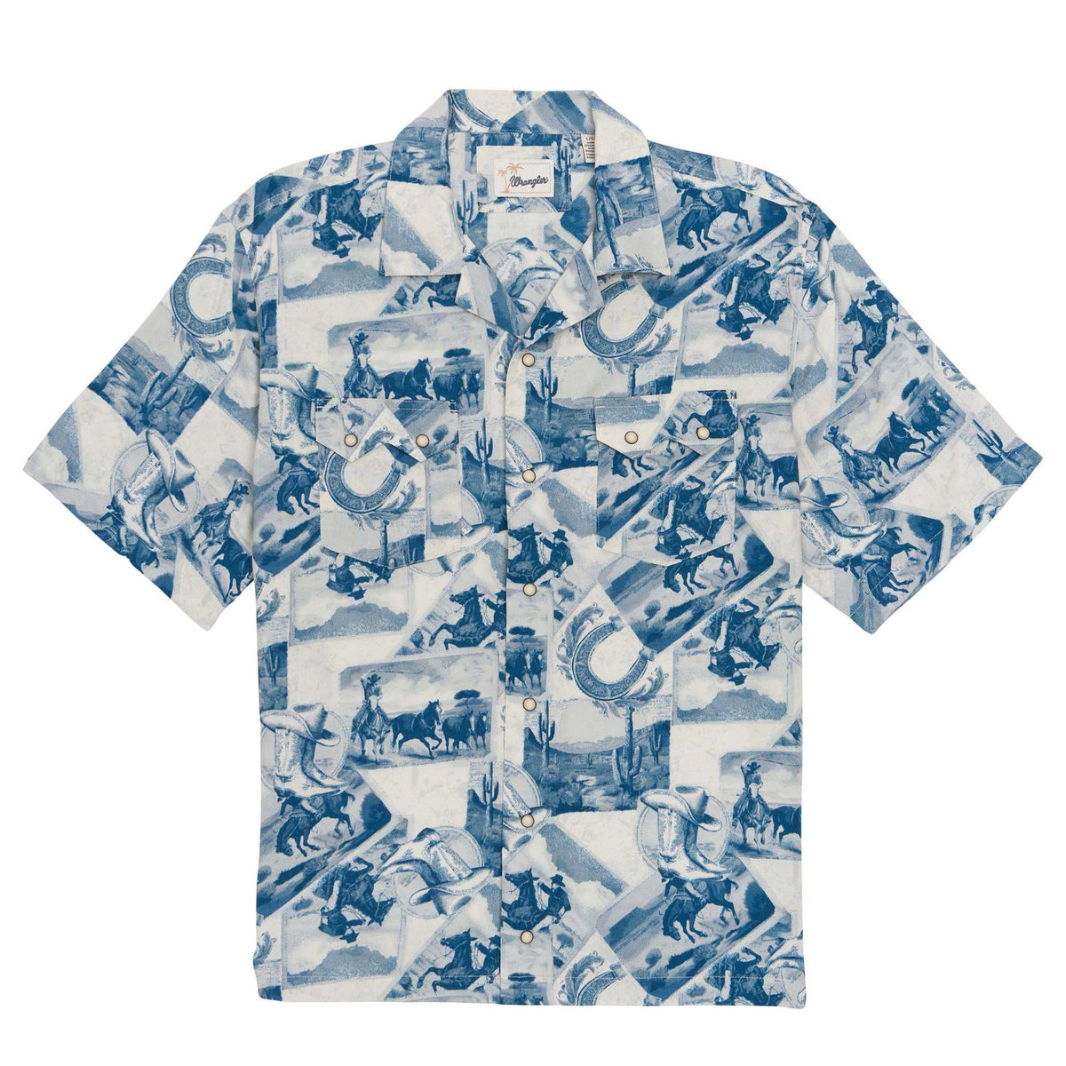 MENS WRANGLER COCONUT COWBOY SHORT SLEEVE PEARL SNAP SHIRT - COWBOY TOILE