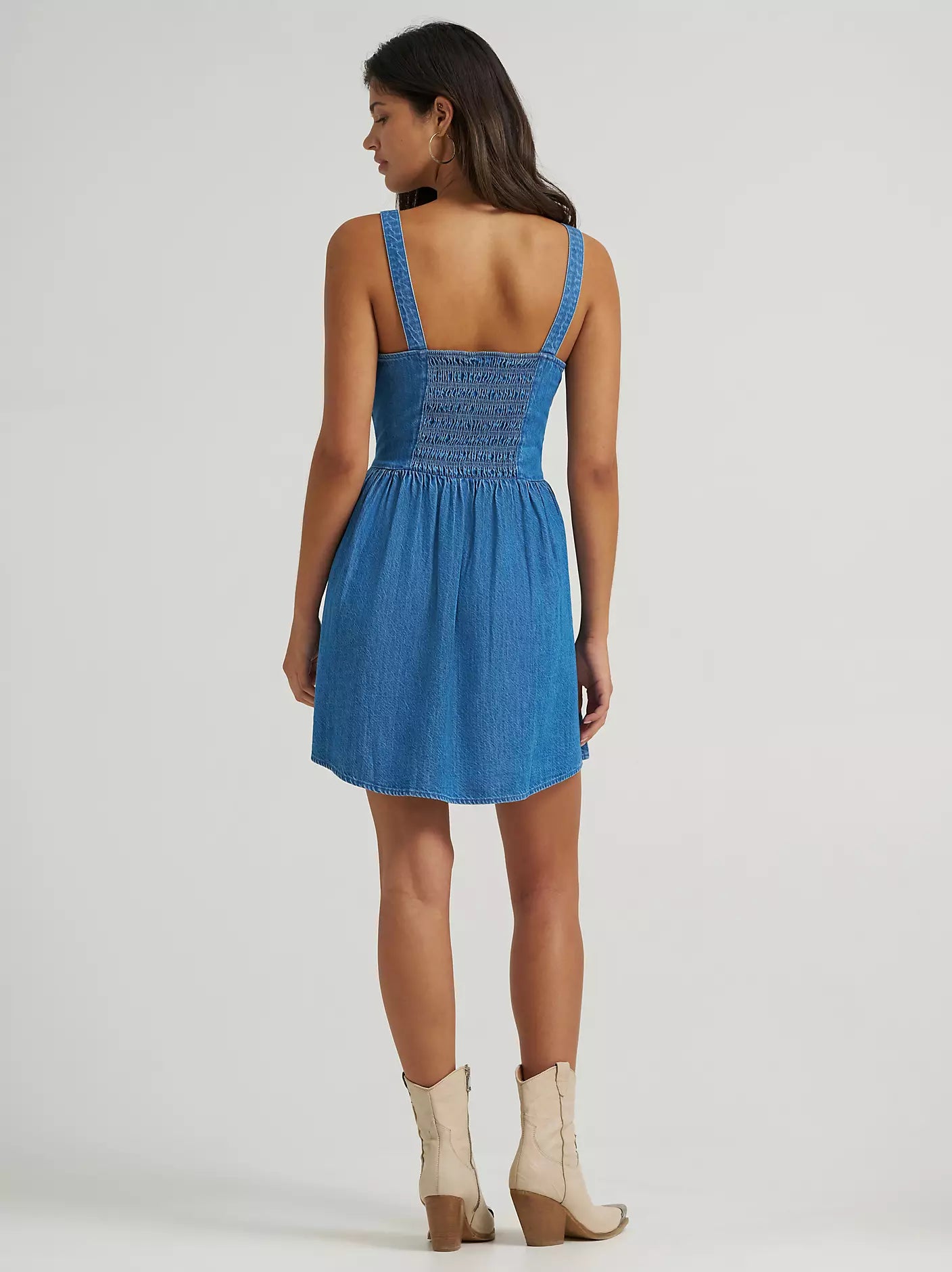 WRANGLER WOMEN'S PRINCESS WAIST DENIM TANK DRESS - MID DENIM