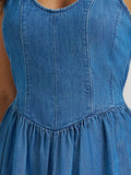 WRANGLER WOMEN'S PRINCESS WAIST DENIM TANK DRESS - MID DENIM