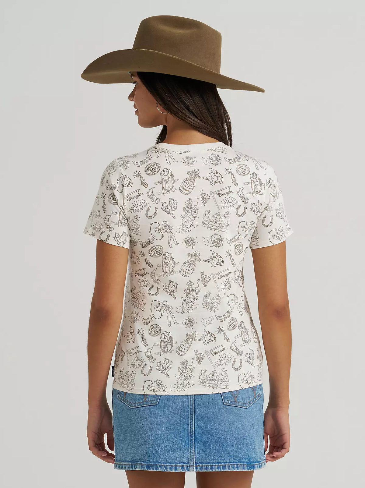 WOMEN'S WRANGLER ALL OVER PRINT SLIM TEE - CREAM