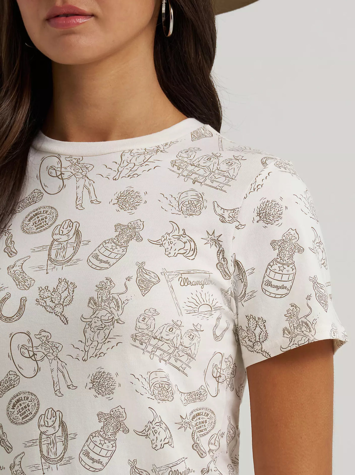 WOMEN'S WRANGLER ALL OVER PRINT SLIM TEE - CREAM