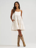 WRANGLER WOMEN'S WRANGLER STRAPPY TIERED DRESS - WHITE