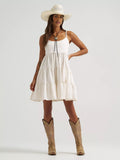 WRANGLER WOMEN'S WRANGLER STRAPPY TIERED DRESS - WHITE