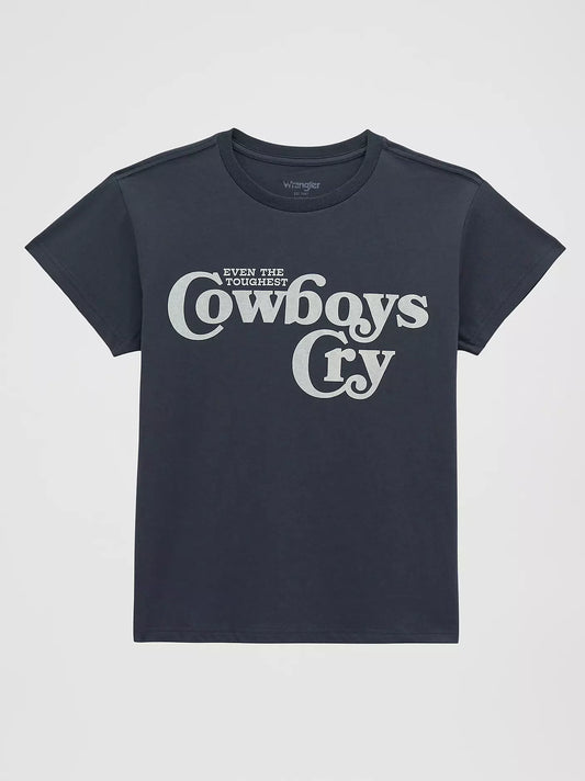 WRANGLER WOMEN'S COWBOYS CRY RETRO REG GRAPHIC TEE - Ombre Blue