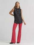 WOMEN'S LAINEY WILSON X WRANGLER BLACK DENIM SLEEVELESS SHIRT - DEEP BLACK