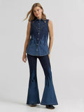 WOMEN'S LAINEY WILSON X WRANGLER FLAME SLEEVELESS DENIM SHIRT - DARK DENIM