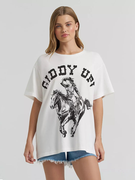 WOMEN'S LAINEY WILSON X WRANGLER GIDDY UP TEE - WHITE