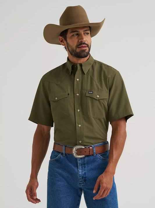 MENS WRANGLER ALL TERRAIN GEAR MEN'S PERFORMANCE SOLID SHIRT - Olive Night