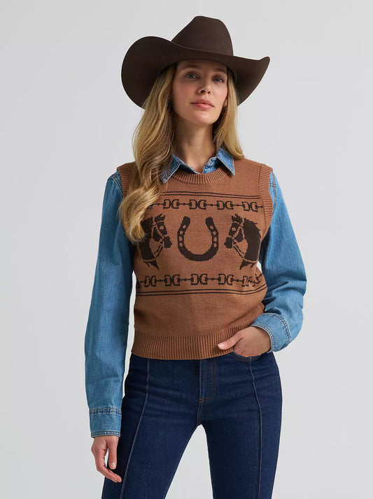 WRANGLER WOMEN'S WRANGLER HORSE SWEATER VEST