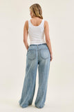 JUDY BLUE HIGH WAIST PALAZZO FEATHERWEIGHT W DRAWCORD - MEDIUM STONE