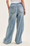 JUDY BLUE HIGH WAIST PALAZZO FEATHERWEIGHT W DRAWCORD - MEDIUM STONE