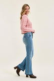 JUDY BLUE MIDRISE SLIM BOOTCUT TUMMY CONTROL RELEASE HEM JEANS - MEDIUM STONE