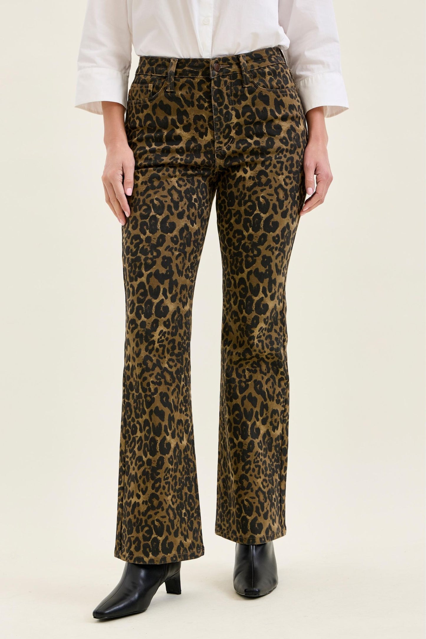 JUDY BLUE HIGH WAIST BOOTCUT LEOPARD PRINT JEANS