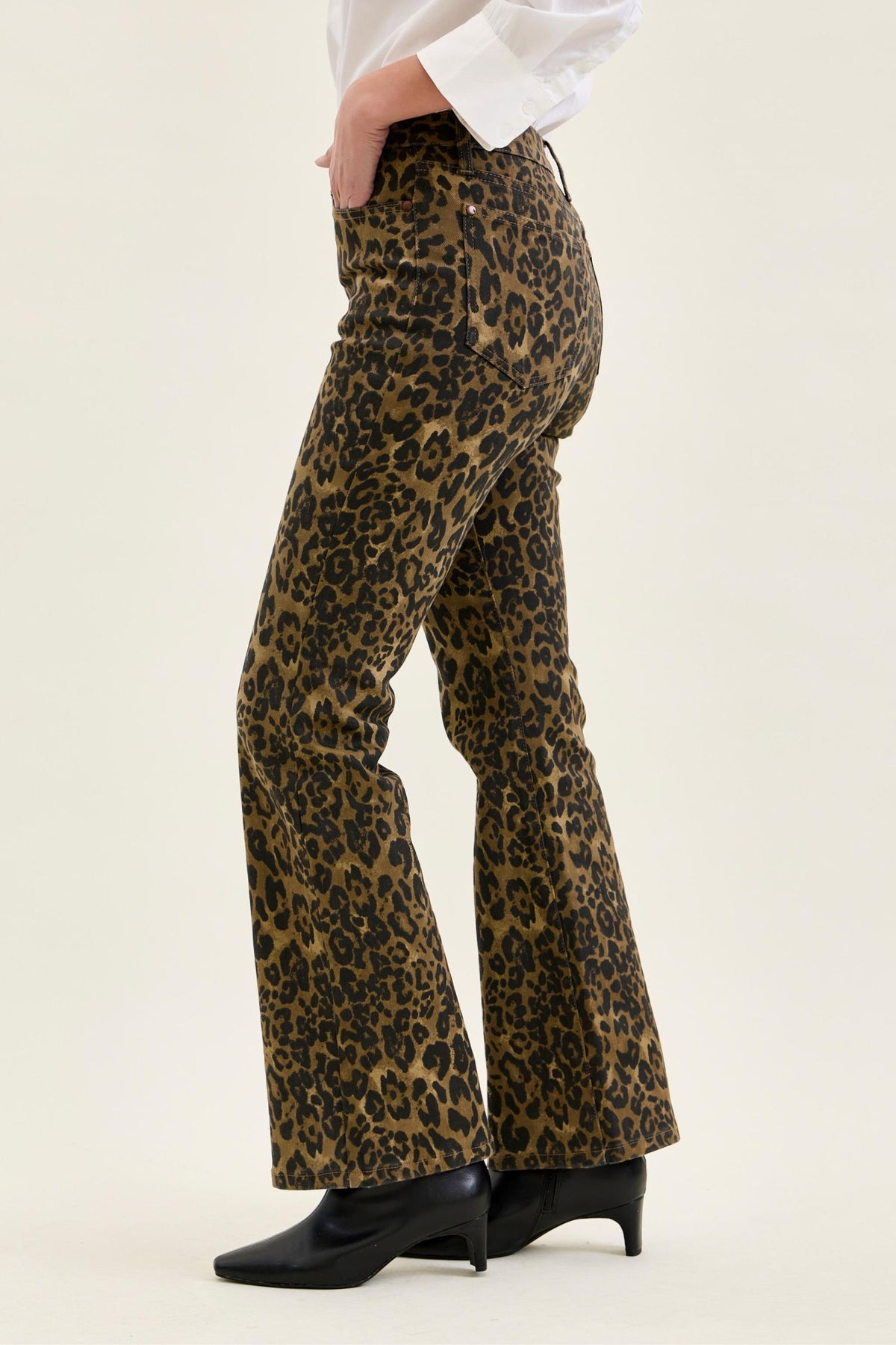 JUDY BLUE HIGH WAIST BOOTCUT LEOPARD PRINT JEANS