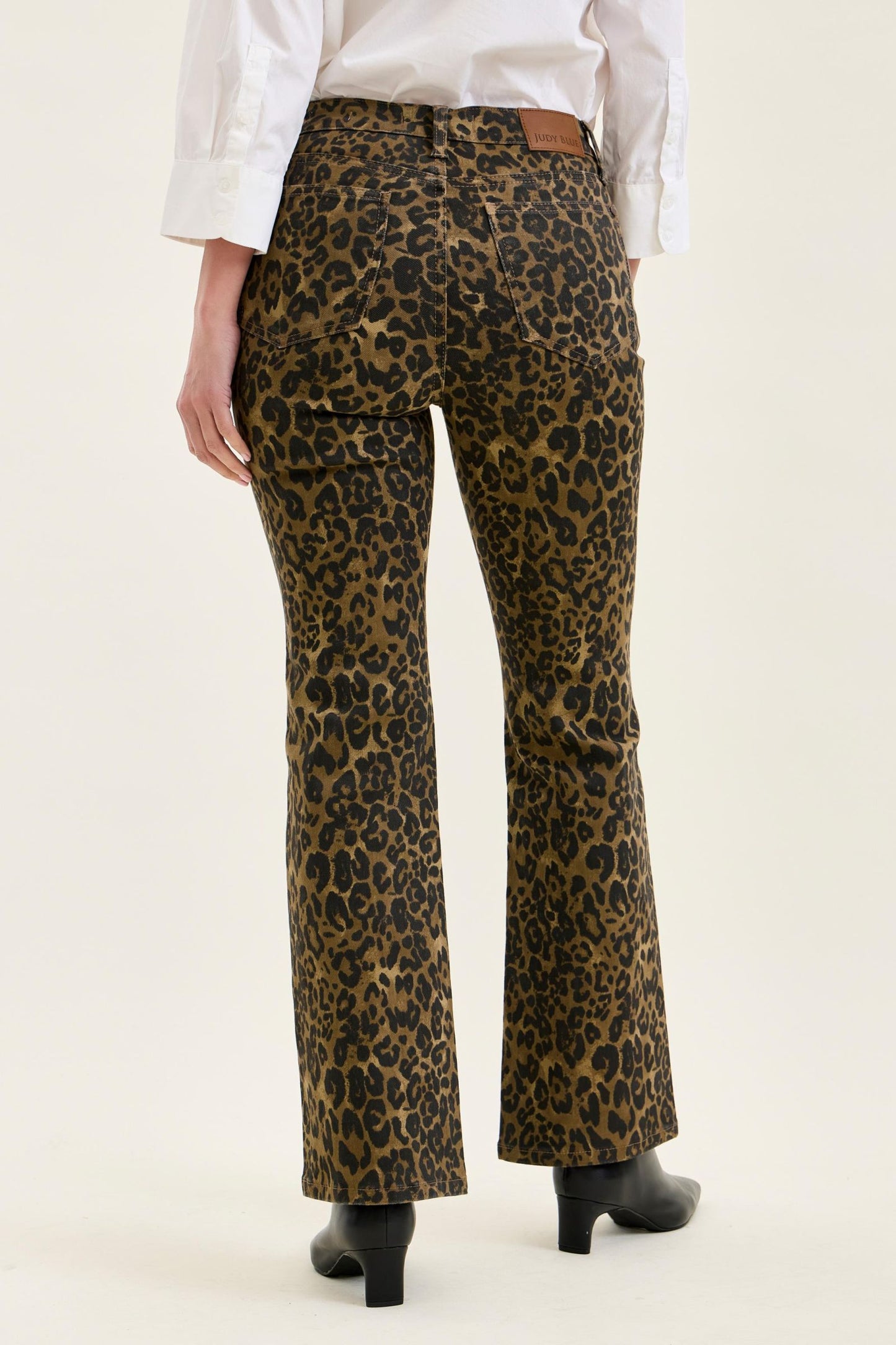JUDY BLUE HIGH WAIST BOOTCUT LEOPARD PRINT JEANS