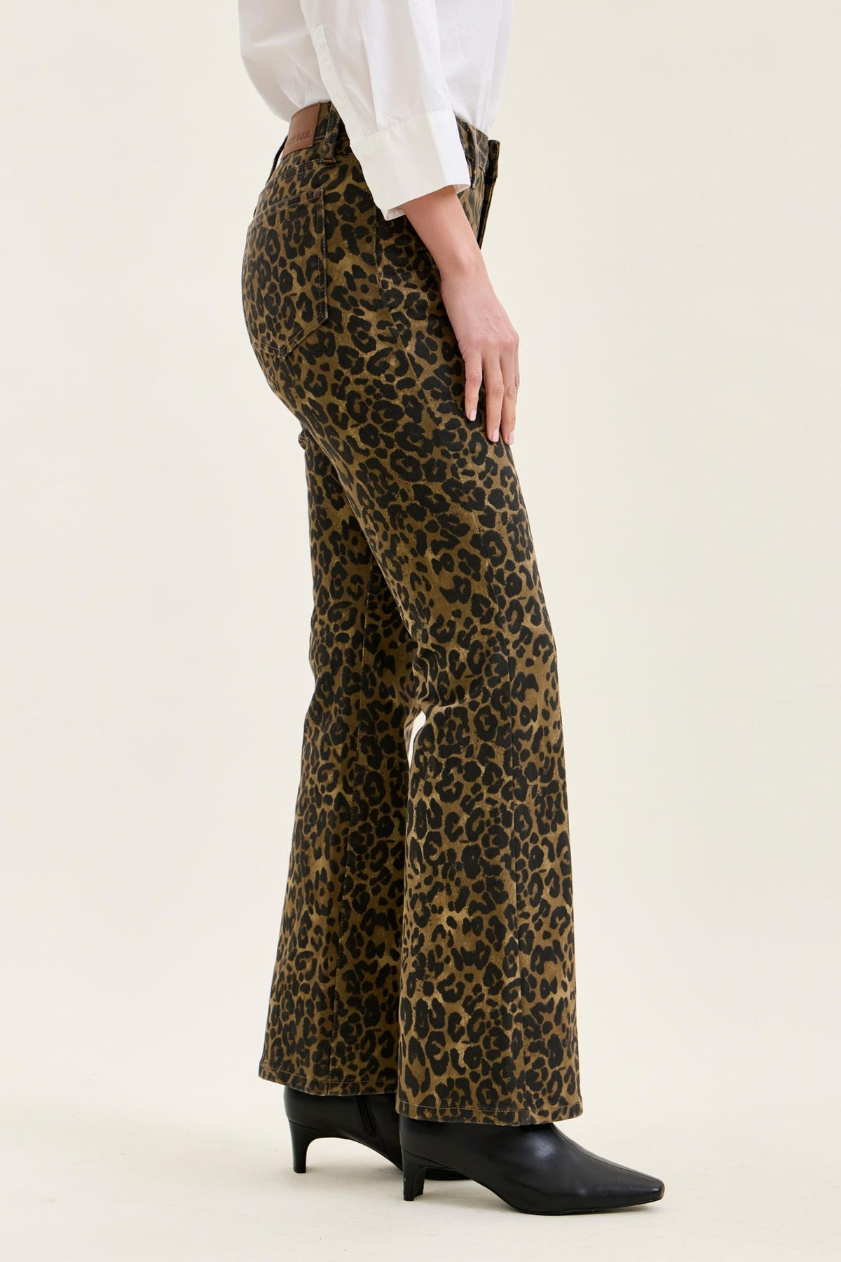 JUDY BLUE HIGH WAIST BOOTCUT LEOPARD PRINT JEANS