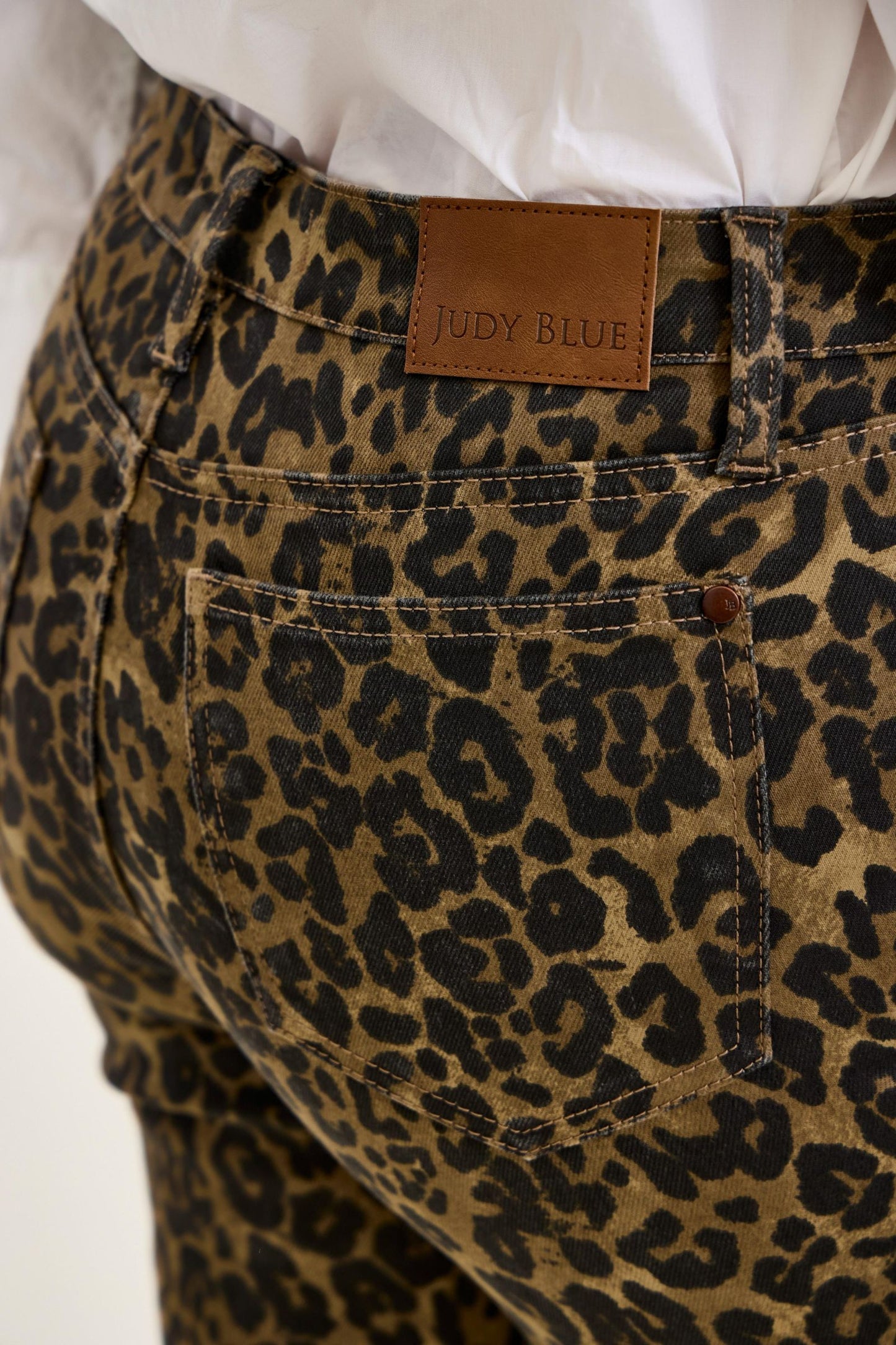 JUDY BLUE HIGH WAIST BOOTCUT LEOPARD PRINT JEANS