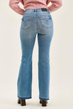 JUDY BLUE MIDRISE SLIM BOOTCUT TUMMY CONTROL RELEASE HEM JEANS - MEDIUM STONE