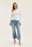 JUDY BLUE MID RISE KICK FLARE W FRAYED HEM JEANS - LIGHT STONE