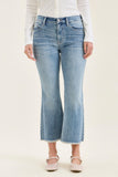 JUDY BLUE MID RISE KICK FLARE W FRAYED HEM JEANS - LIGHT STONE