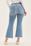 JUDY BLUE MID RISE KICK FLARE W FRAYED HEM JEANS - LIGHT STONE