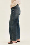 JUDY BLUE HIGH WAIST MARLOW W HOLLYWOOD WAIST BAND + DOUBLE BUTTON - MEDIUM STONE