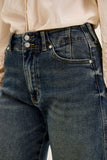 JUDY BLUE HIGH WAIST MARLOW W HOLLYWOOD WAIST BAND + DOUBLE BUTTON - MEDIUM STONE
