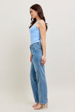JUDY BLUE MID RISE TUMMY CONTROL VINTAGE WASH STRAIGHT JEANS - MEDIUM STONE