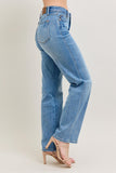 JUDY BLUE MID RISE TUMMY CONTROL VINTAGE WASH STRAIGHT JEANS - MEDIUM STONE