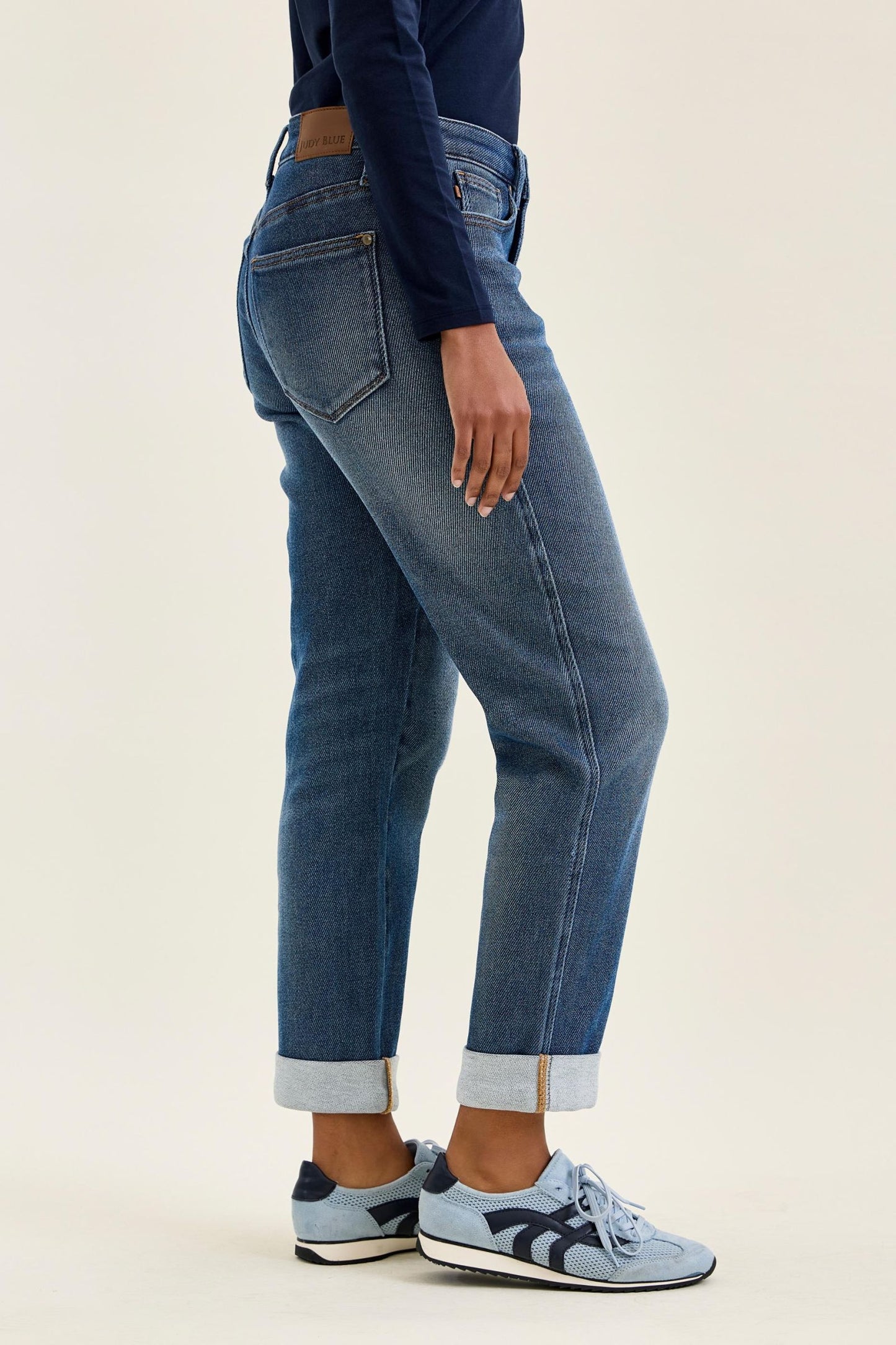 JUDY BLUE MID RISE BILLIE BOYFRIEND DARK COZY INDIGO JEANS