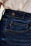 JUDY BLUE HIGH WAIST REGULAR RETRO WIDE W ADJUSTABLE WB TABS + RAW HEM - DARK STONE