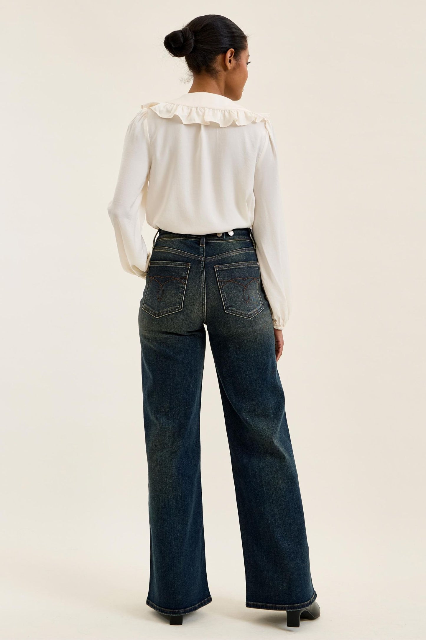 JUDY BLUE HIGH WAIST LUX RETRO WIDE ADJUSTABLE BACK WHISKEY NIGHT JEANS - DARK STONE