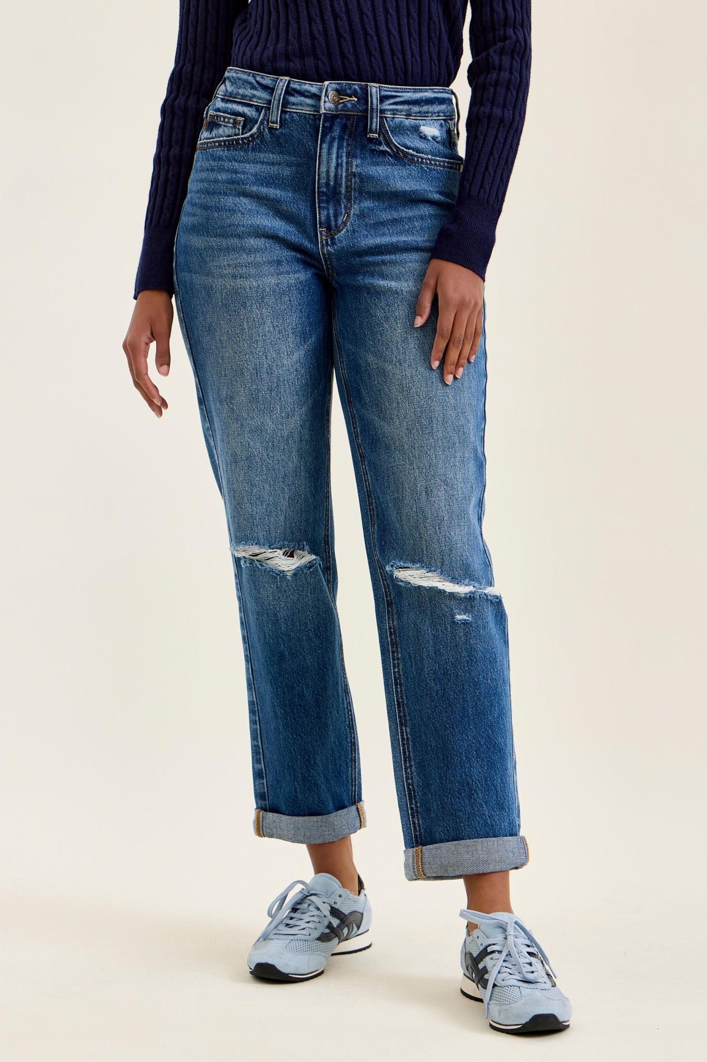 JUDY BLUE HIGH RIGID MAGIC BILLIE BOYFRIEND CLASSIC STONE JEANS