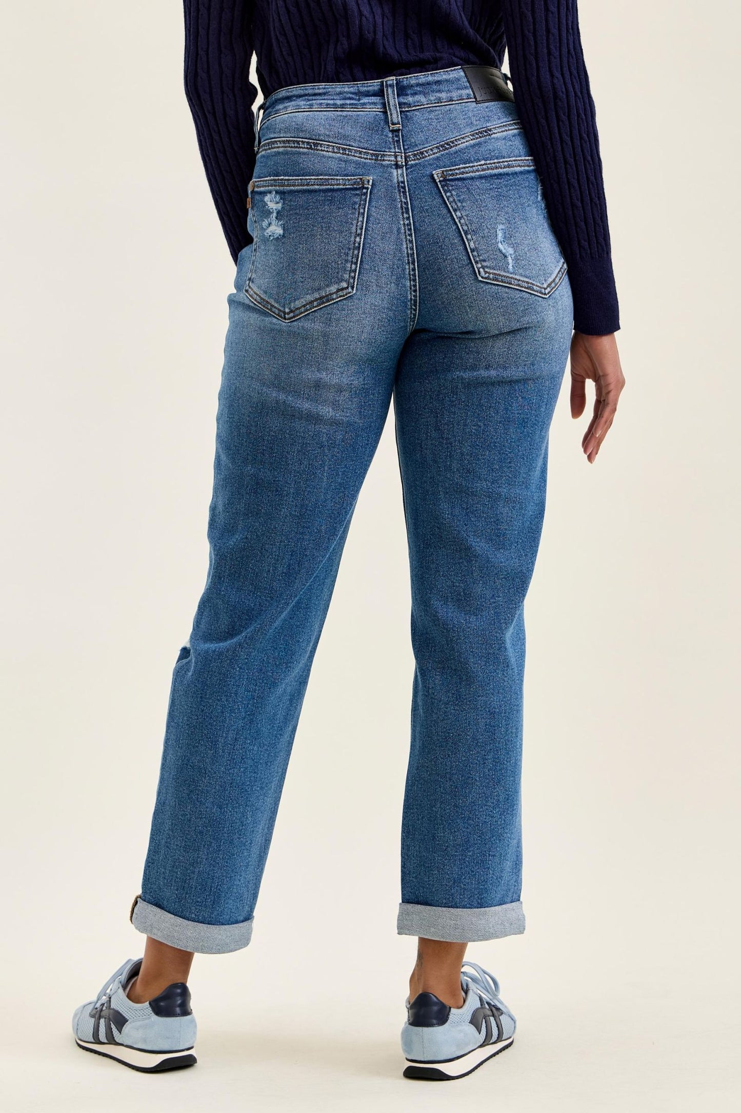 JUDY BLUE HIGH RIGID MAGIC BILLIE BOYFRIEND CLASSIC STONE JEANS