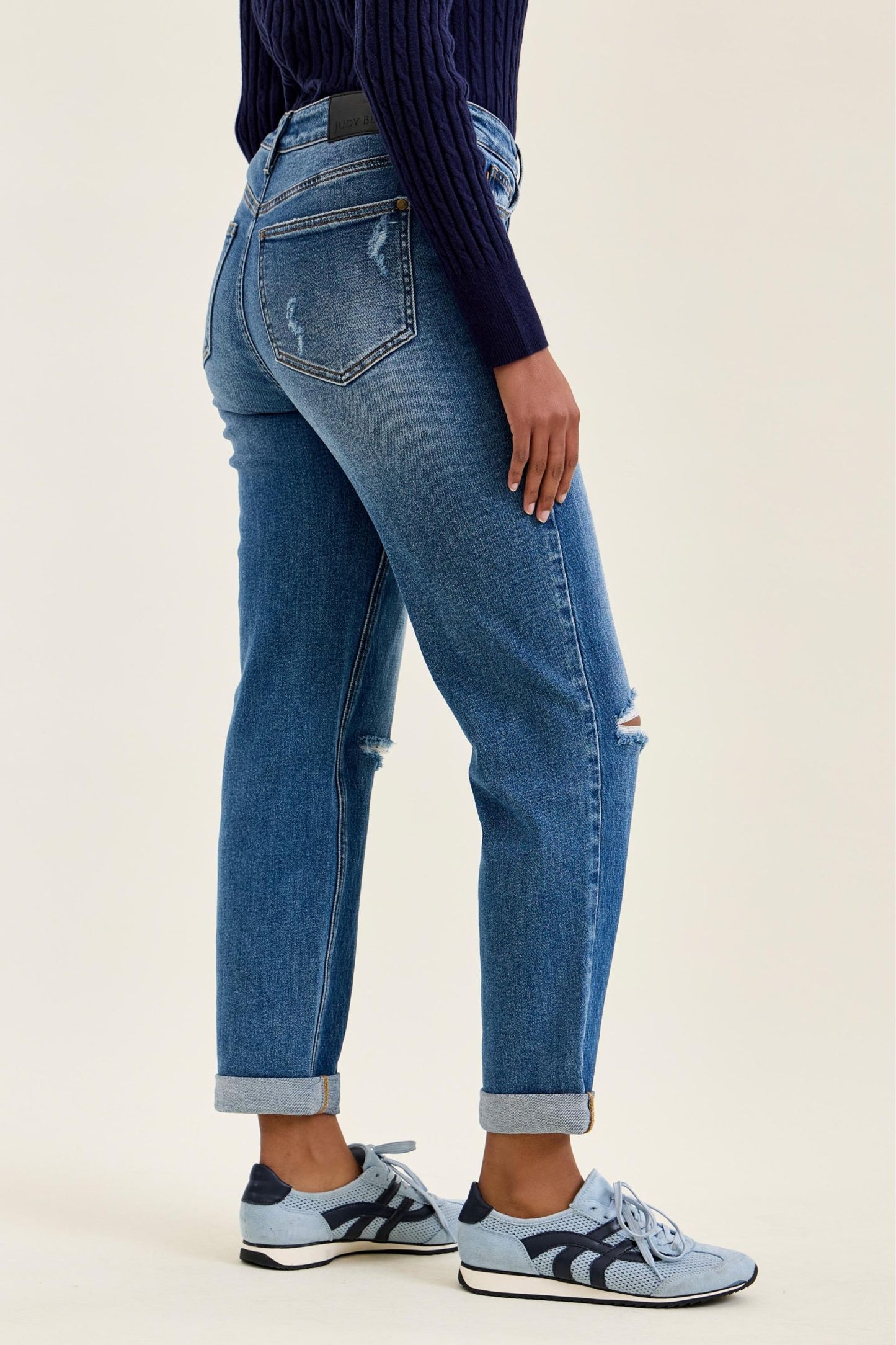 JUDY BLUE HIGH RIGID MAGIC BILLIE BOYFRIEND CLASSIC STONE JEANS