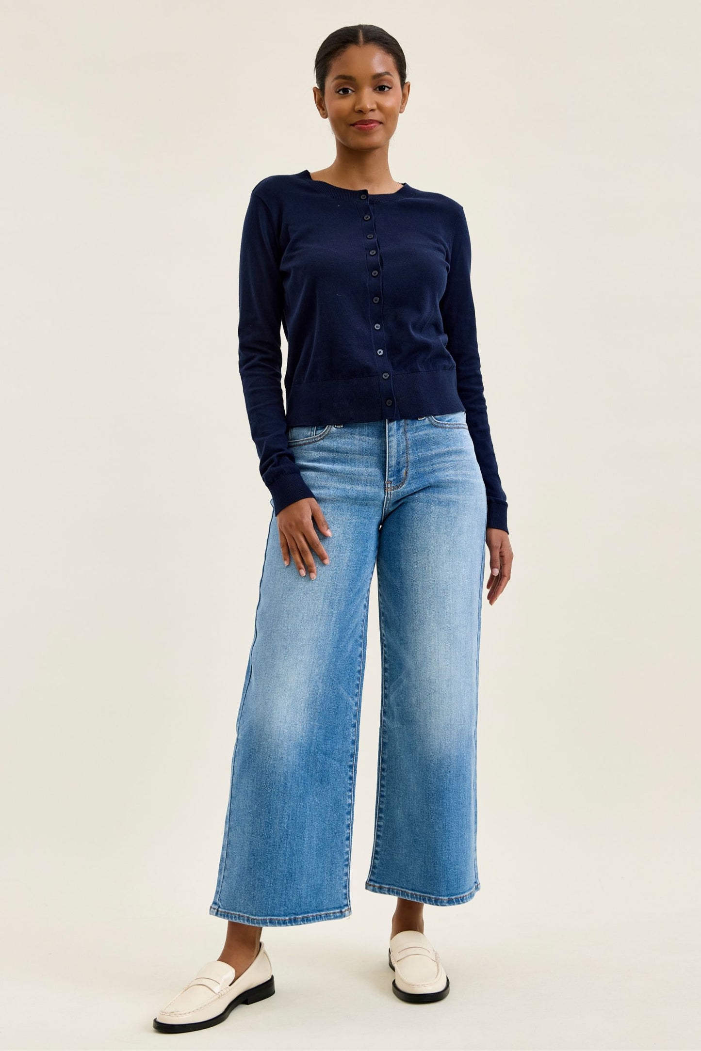 JUDY BLUE MID RISE CLAUDIA ANKLE WIDE MD EASE BLUE - MEDIUM STONE