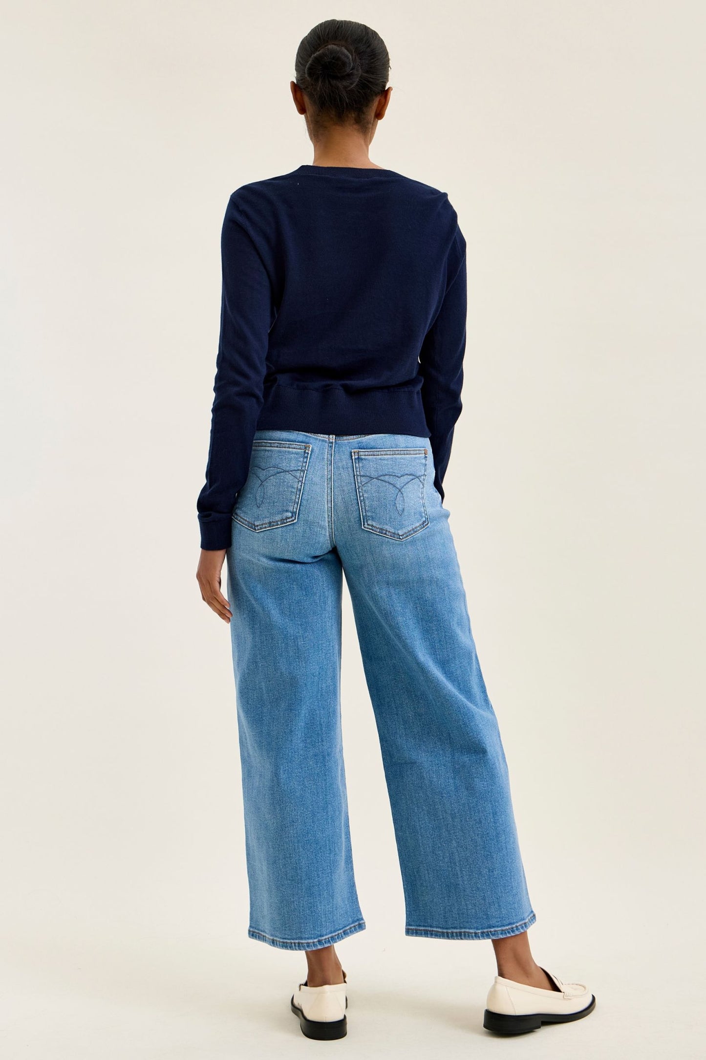 JUDY BLUE MID RISE CLAUDIA ANKLE WIDE MD EASE BLUE - MEDIUM STONE