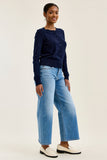 JUDY BLUE MID RISE CLAUDIA ANKLE WIDE MD EASE BLUE - MEDIUM STONE