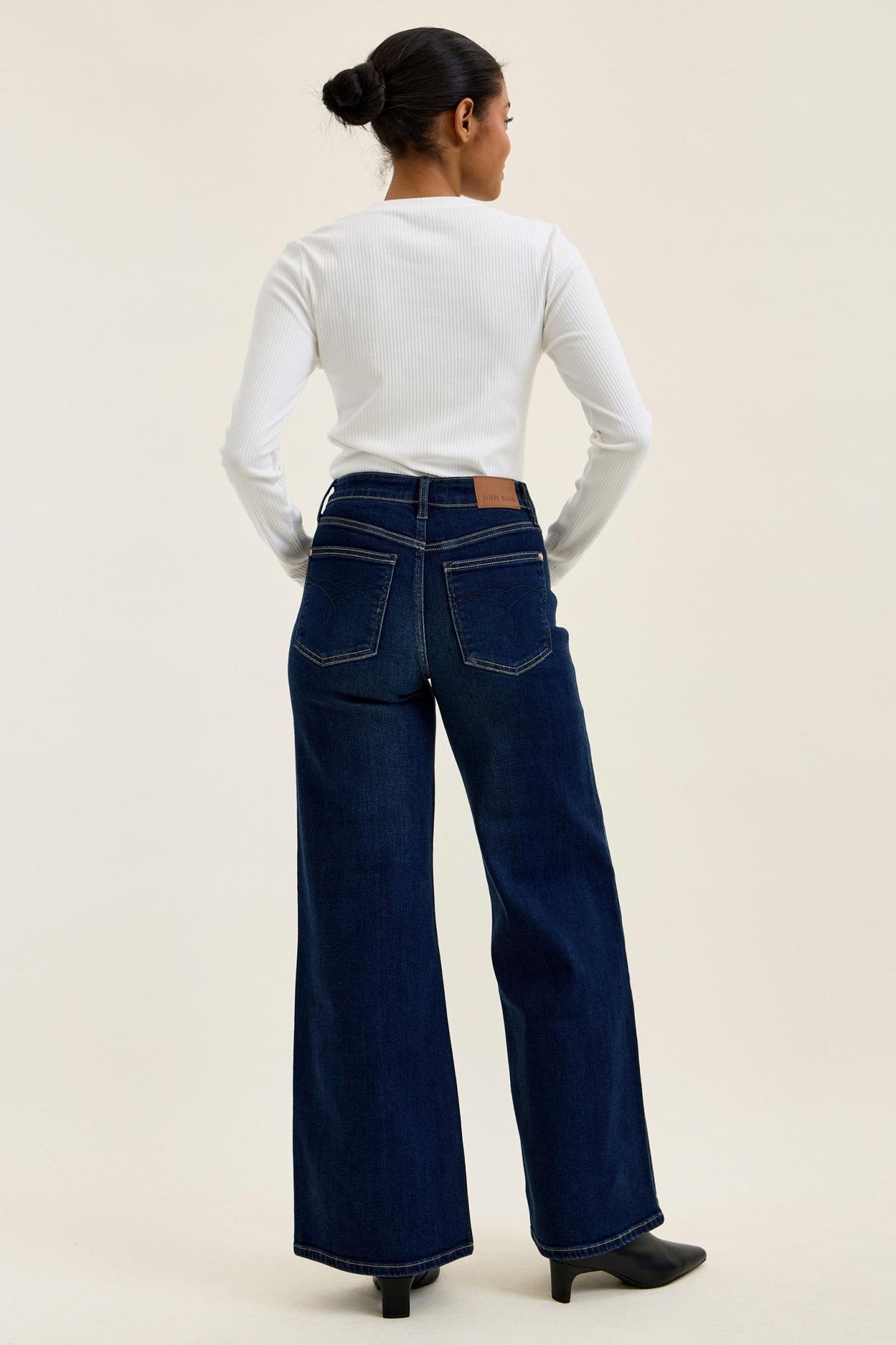 JUDY BLUE HIGH WAIST LUX RETRO WIDE DARK TWILIGHT BLUE - DARK STONE