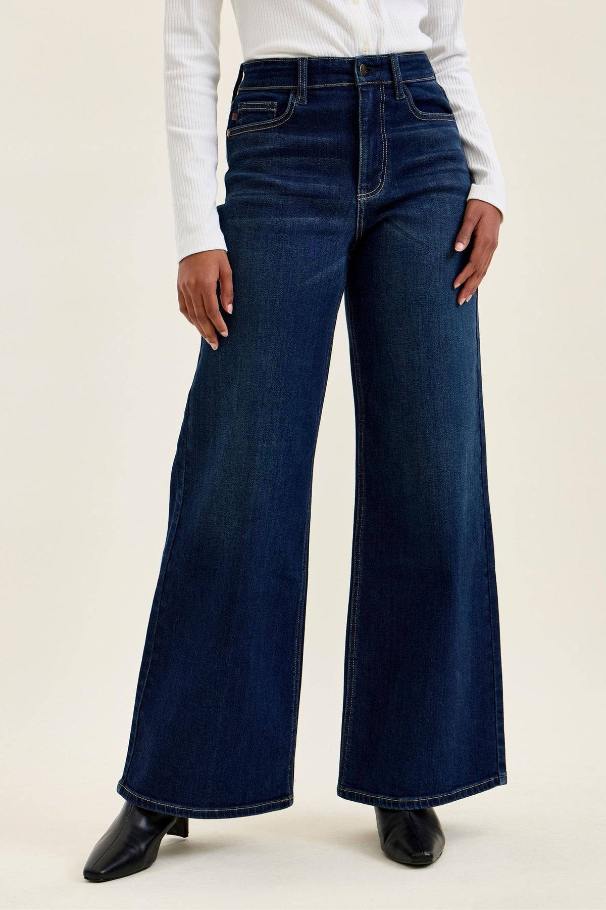 JUDY BLUE HIGH WAIST LUX RETRO WIDE DARK TWILIGHT BLUE - DARK STONE