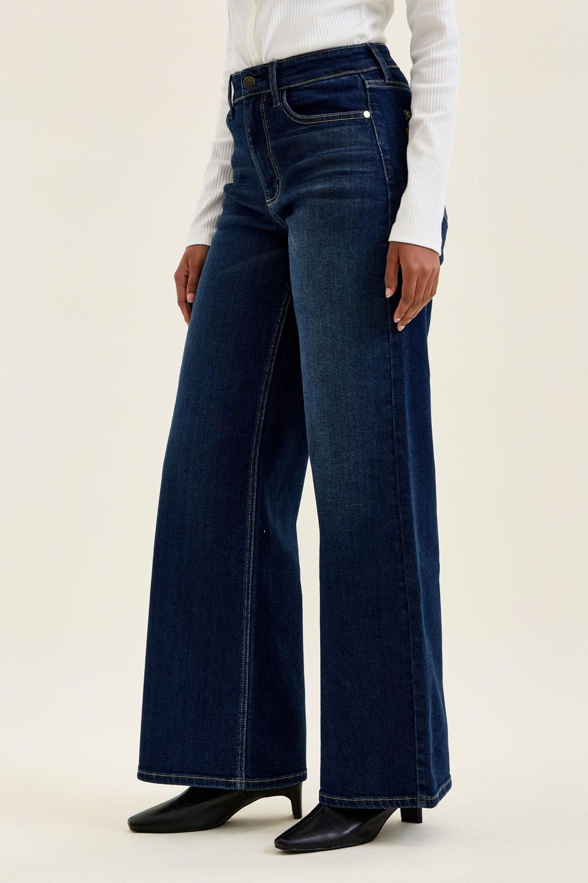 JUDY BLUE HIGH WAIST LUX RETRO WIDE DARK TWILIGHT BLUE - DARK STONE