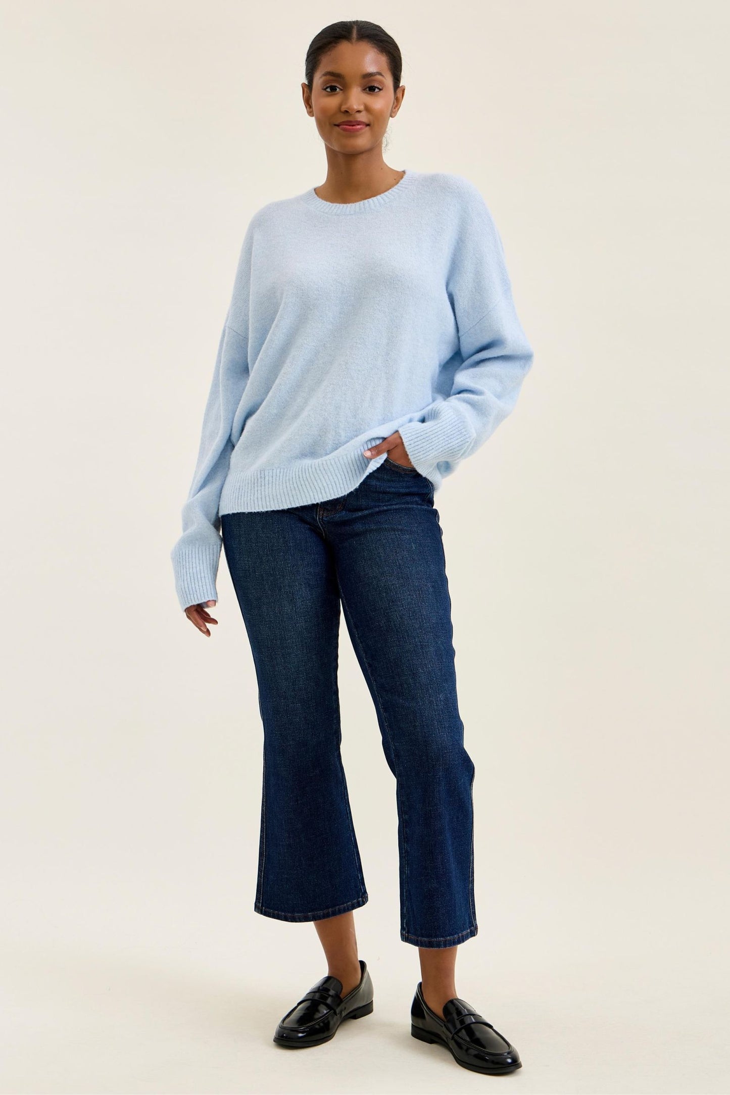JUDY BLUE HIGH WAIST TUMMY CONTROL AMY KICK FLARE RUSTIC INDIGO JEANS - DARK STONE
