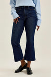 JUDY BLUE HIGH WAIST TUMMY CONTROL AMY KICK FLARE RUSTIC INDIGO JEANS - DARK STONE